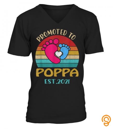 Vintage Promoted To Poppa 2021 Mother Father Gift T Shirt