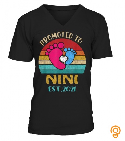 Vintage Promoted To Nini 2021 Mother Father Gift T Shirt