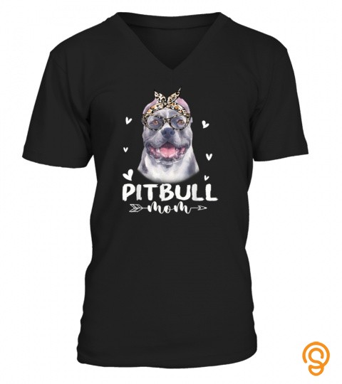 Pitbull Mom Leopard Print Dog Lovers Mother Day Gift T Shirt