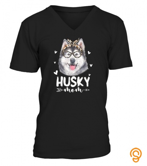 Husky Mom Leopard Print Dog Lovers Mother Day Gift T Shirt Copy
