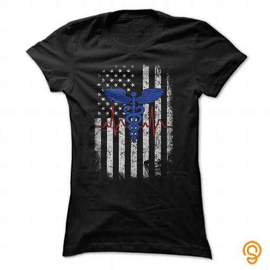 Romantic US Nurse Flag T Shirts For Sale