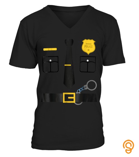 Police Uniform Costume Halloween T Shirt   Kids To Adult