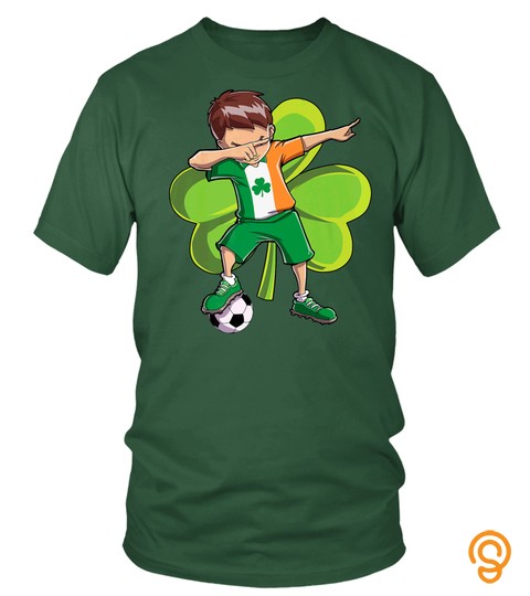 Dabbing Soccer Boy T Shirt St Patricks Day Ireland Kids Men
