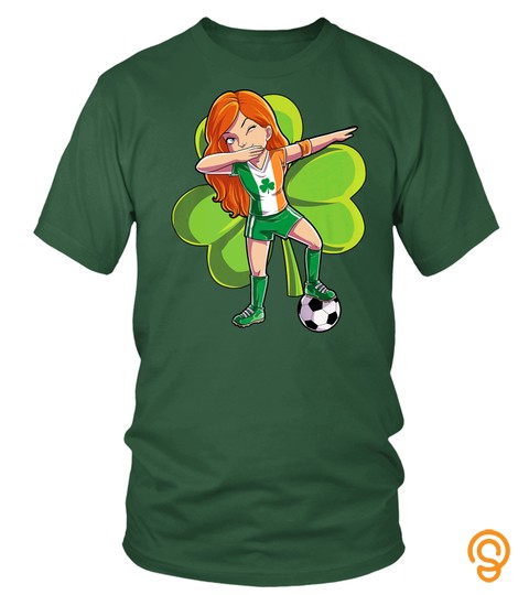Dabbing Soccer Girl T Shirt St Patricks Day Women Kids Irish