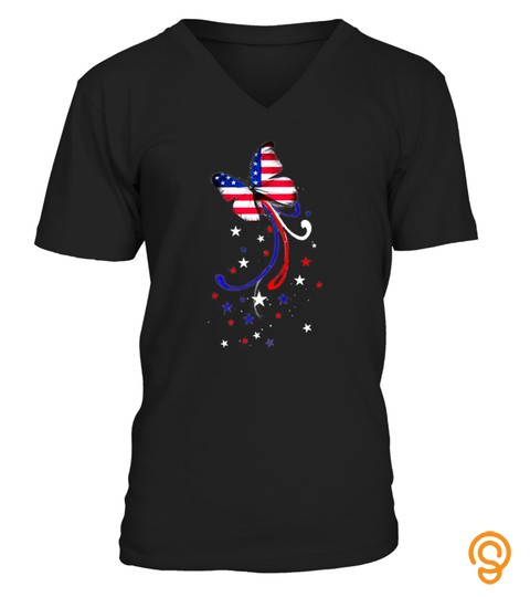 American Flag Butterfly Shirt 4Th Of July Day Shirt Premium Tshirt