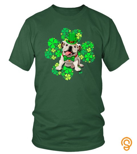 English Bulldog Lucky 4 Leaf Clover St Patrick's Day Gift