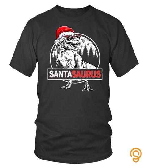 Santasaurus T shirt Dinosaur T rex Christmas Family Matching
