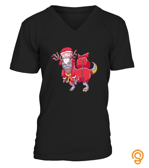 Santa Riding Dinosaur Trex Funny Ugly Christmas Tshirt   Hoodie   Mug (Full Size And Color)