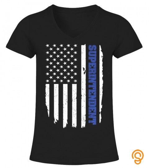 Police Superintendent Thin Blue Line USA Flag Long Sleeve T Shirt