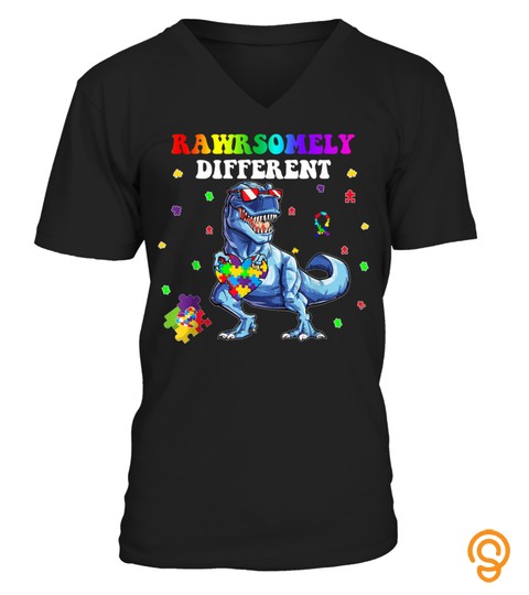 Rawrsomely Different Dinosaur Autism Awareness T Shirt