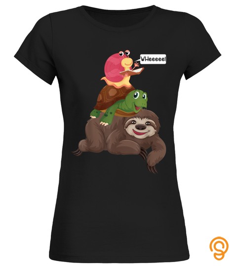 Sloth Turtle Snail Team Piggyback Sluggish Graphic Gift T Shirt