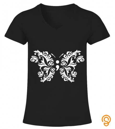 Butterfly Semicolon Mental Health Awareness Warrior Suicide T Shirt Copy
