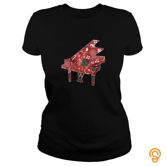 Custom Cute Piano Christmas Design Tee Shirts Sale
