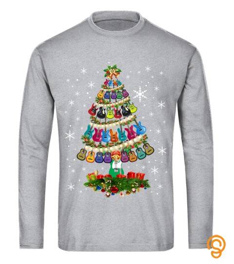 Christmas Guitar Tree Funny Merry Xmas Gifts Guitar Players Pullover Hoodie
