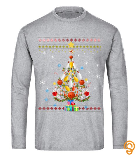 Funny Christmas Tree Bowling Merry Christmas Ugly Sweater T Shirt