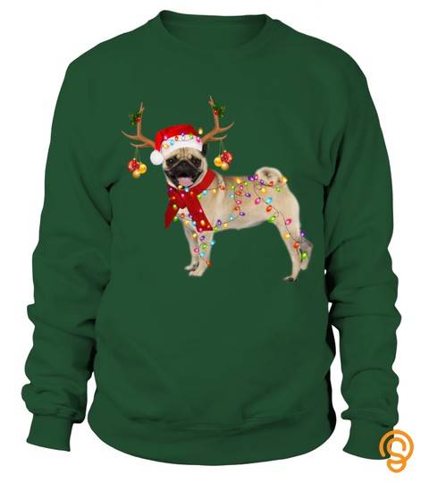 Pug Reindeer Light Christmas Sweater
