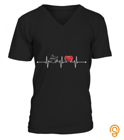 Drum Kit Heartbeat Gift EKG Drummer Musicians Lover Funny T Shirt