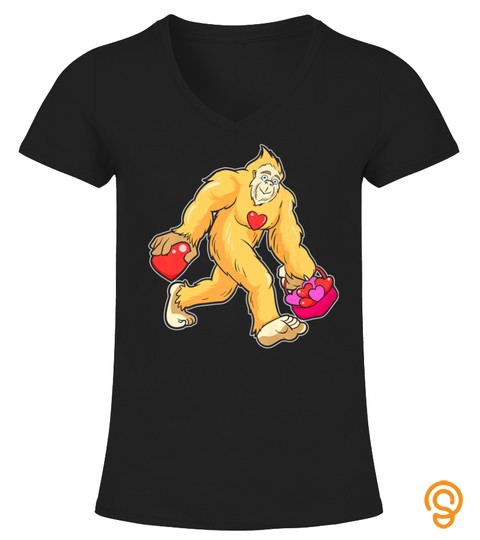 Sasquatch Valentines Day Gift Shirt Bigfoot Heart Tshirt   Hoodie   Mug (Full Size And Color)