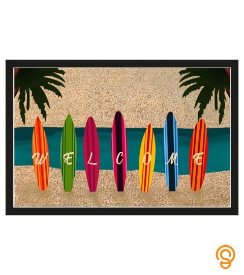 Colorful kayak beach welcome doormat