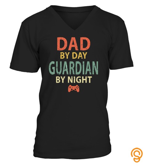 Mens Gamer Dad Shirt. Dad by Day Guardian By Night Gaming T Shirt