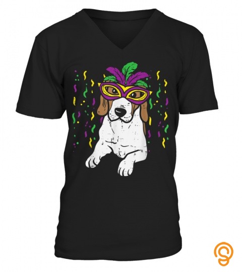 Mardi Gras Beagle Cute Carnival Party Dog Lover Owner Gift T Shirt