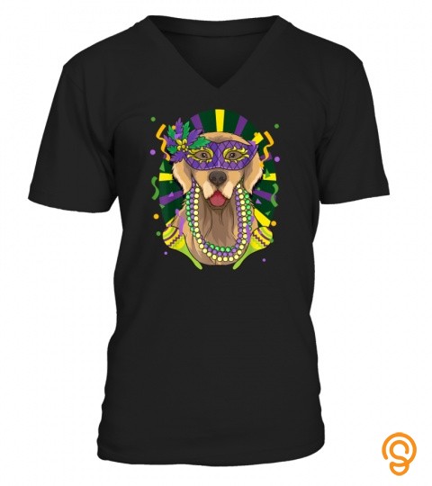 Golden Retriever Mardi Gras Dog T Shirt