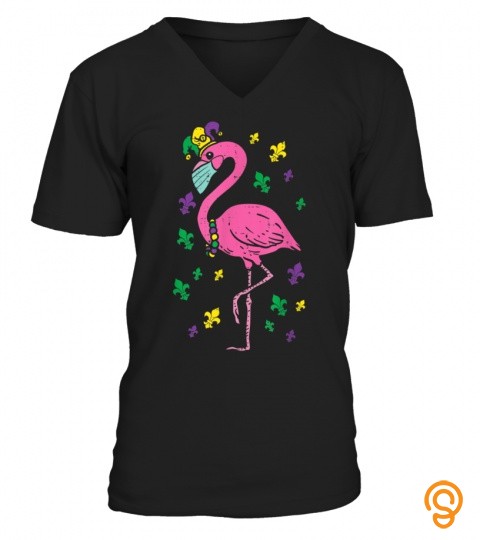 Jester Flamingo Face Mask Mardi Gras Quarantine Animal Gift T Shirt