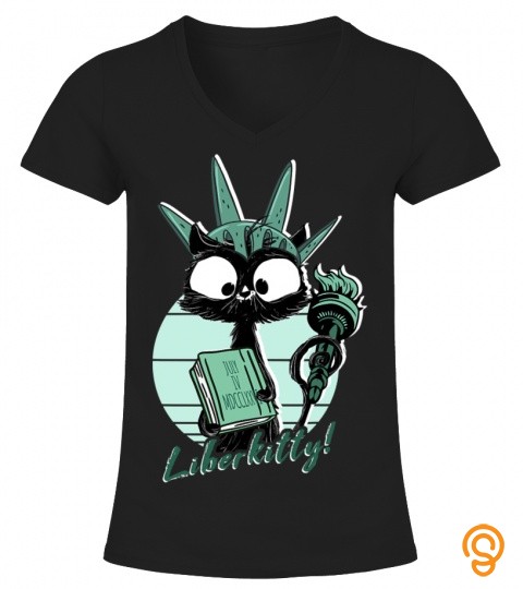 Funny Statue of Liberty Cat  Liberkitty 4th July Black Cat T Shirt