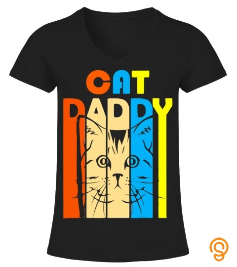 Retro Vintage Daddy CAT T Shirt  Father's Day Gift