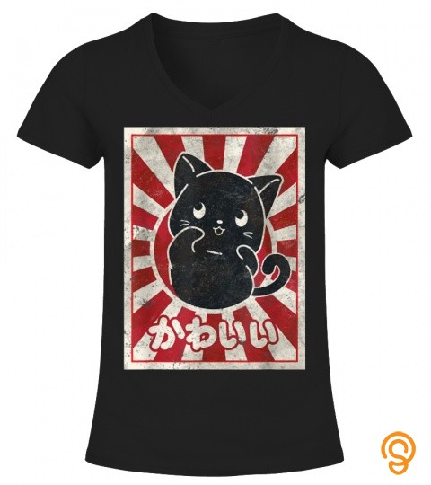 Kawaii cat Japanese black anime cat lover T Shirt
